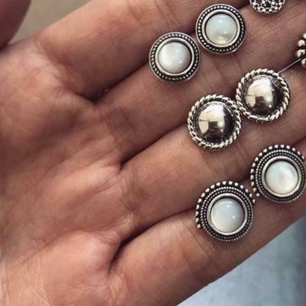 Silvertone BOHO Studs Set - Picture 4 of 4